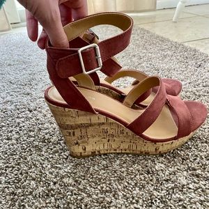 Maurices maroon wedge with adjustable buckle size 10
